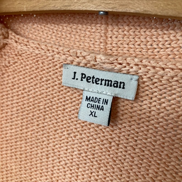 Lot Of 2 XL J Peterman Cotton Short Sleeve Sweaters Tie Front Blue Peach - Picture 8 of 12